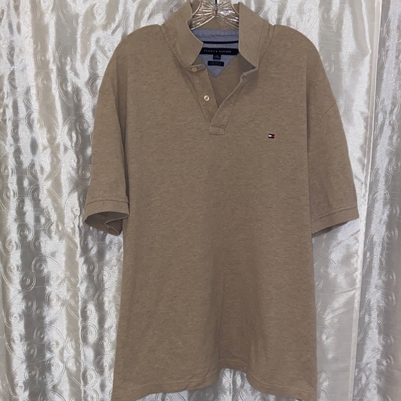 Tommy Hilfiger Men's Tan Polo Shirt Custom Fit Size XXL 🔥 YB8 - Picture 1 of 3
